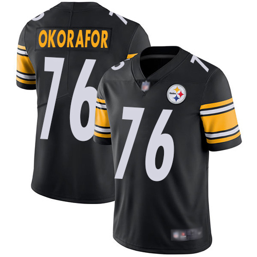Men Pittsburgh Steelers Football 76 Limited Black Chukwuma Okorafor Home Vapor Untouchable Nike NFL Jersey